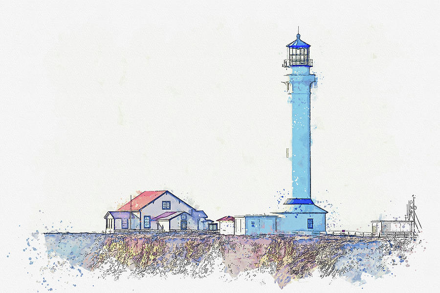 Architecture Painting - .the Point Arena Lighthouse. by Celestial Images