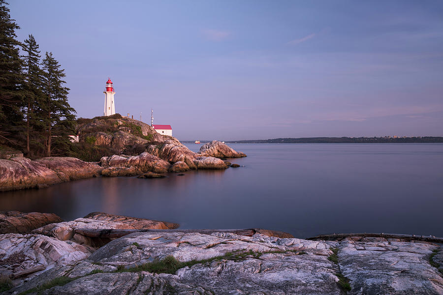 The Point Atkinson Lighthouse at Blue Hour Photograph by Michael Russell