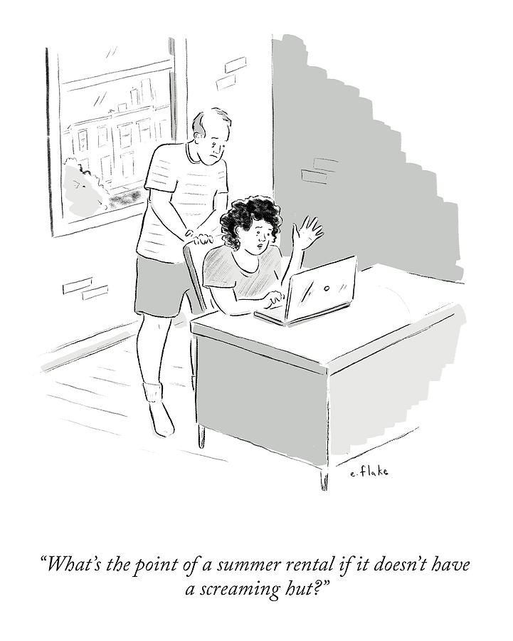 The Point Of A Summer Rental Drawing by Emily Flake The Point Of A Summer Rental Drawing by Emily Flake