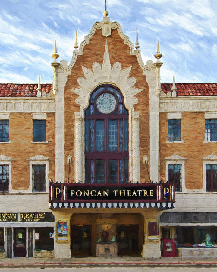 Architecture Mixed Media - The Poncan Theatre Impressionistic Style by Ann Powell