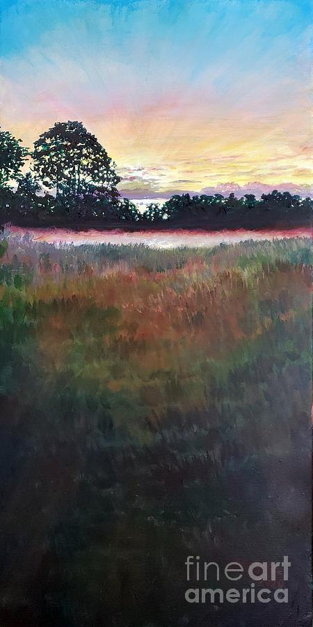 The Pond at Dawn Painting by Merana Cadorette