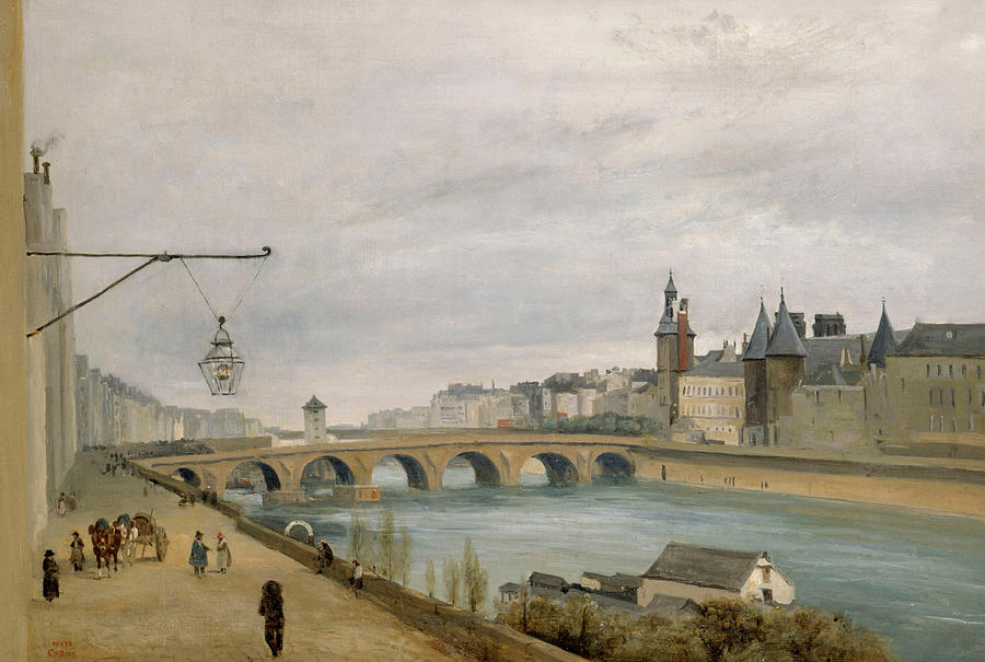 The Pont au Change, Seen from the Quai de Gesvres Painting by Jean-Baptiste-Camille Corot