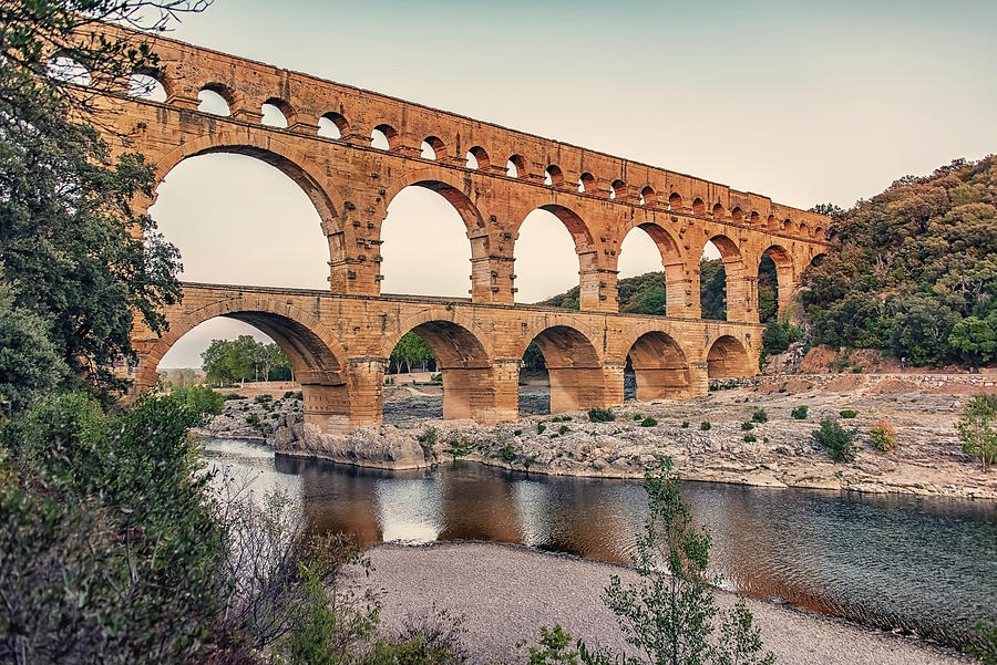 Architecture Photograph - The Pont du Gard by Manjik Pictures