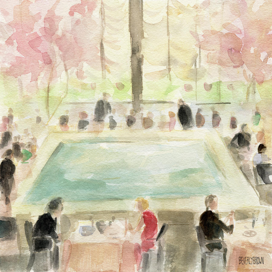 New York City Painting - The Pool Room at the Four Seasons New York by Beverly Brown Prints