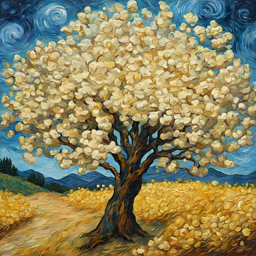Popcorn Digital Art - The Popcorn Tree of van Gogh No3 by Febraio Design