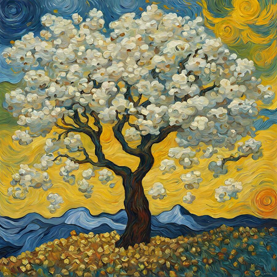 Popcorn Digital Art - The Popcorn Tree of van Gogh No4 by Febraio Design