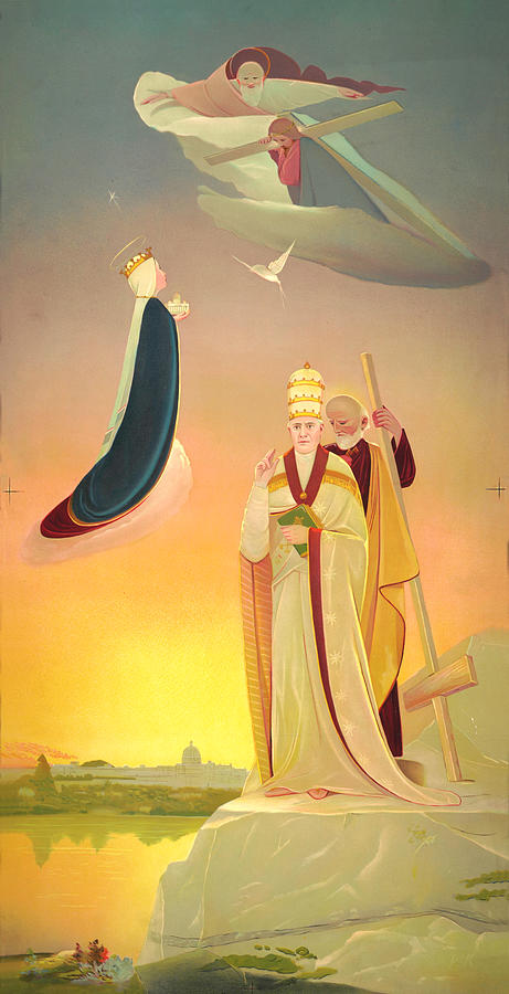 The Pope and Religious Figures 1904 Painting by Pk