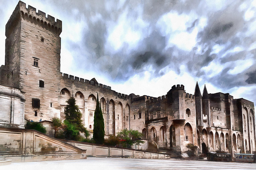 The Popes palace in Avignon Digital Art by Gina Koch