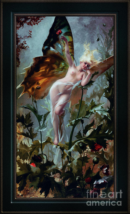 The Poppy Fairy by Luis Ricardo Falero Remastered Xzendor7 Classical Fine Art Reproductions Painting by Xzendor7