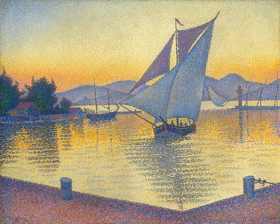Paul Signac Painting - The Port at sunset, Opus 236, Saint-Tropez - Paul Signac by Aesthetics Store