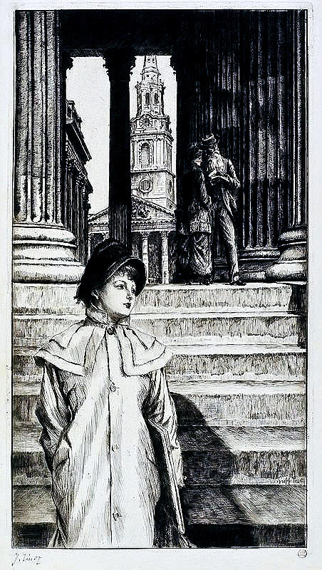 The Portico Of The National Gallery London 1878 James Tissot Painting