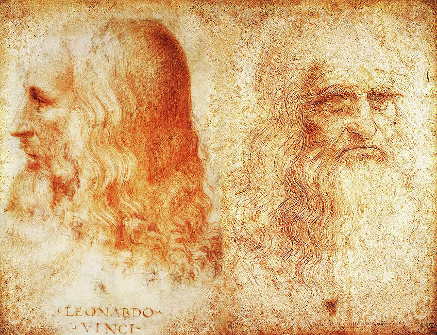 The portraits of Leonardo da Vinci - digital recreation Digital Art by Nicko Prints