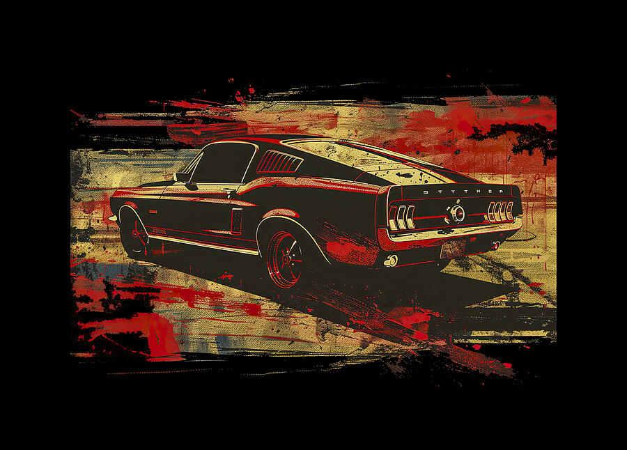 Mustang Fastback T-shirt - The Power Behind Digital Art by Bill Posner