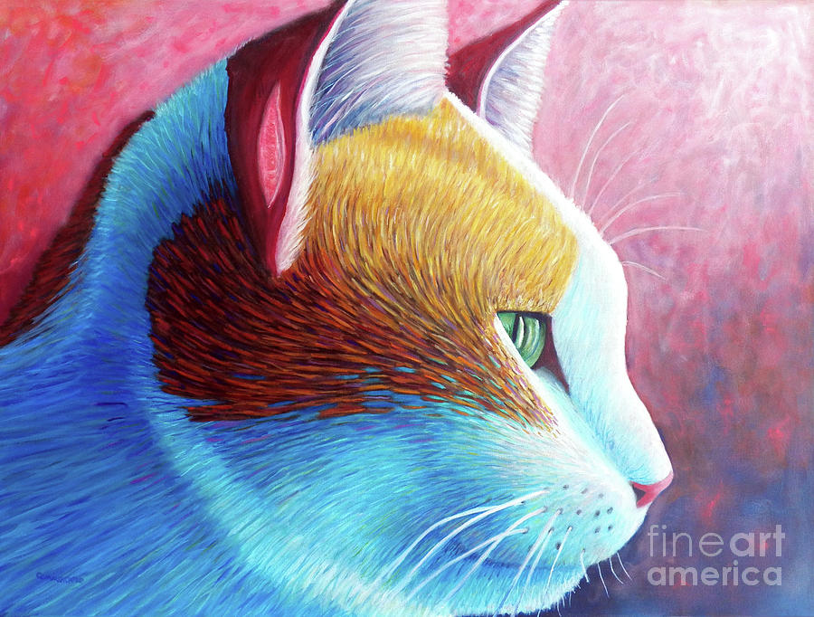Cat Painting - The Practice of Peace by Brian  Commerford