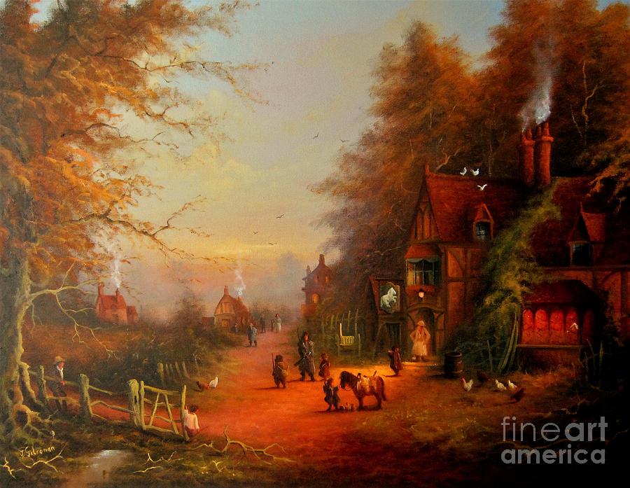 The Hobbit Painting - Leaving The Inn by Joe Gilronan