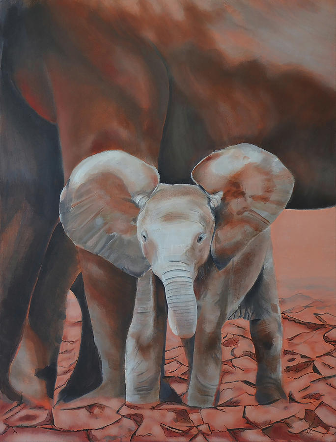 The Precious- baby elephant Painting by Alexis King-Glandon