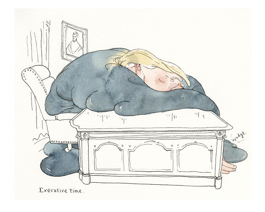 The President, as Viscous, Cascading Gelatin. Exectutive Time Painting by Barry Blitt