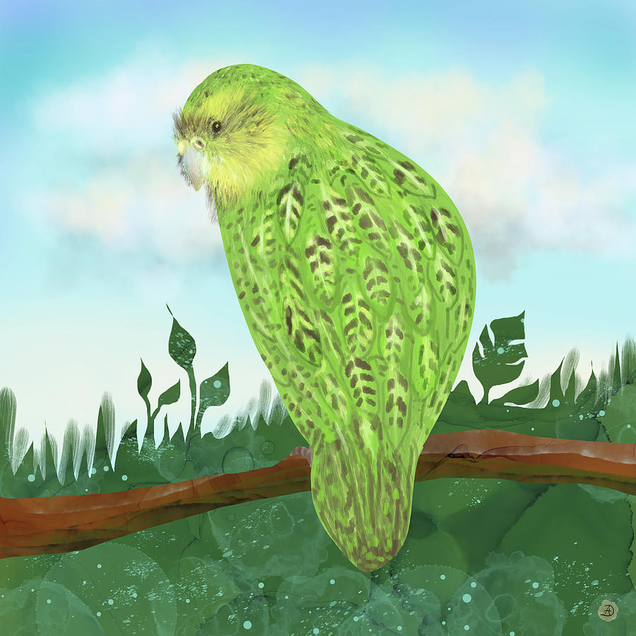 The Pretty Kakapo - Owl Parrot Digital Art by Andreea Dumez