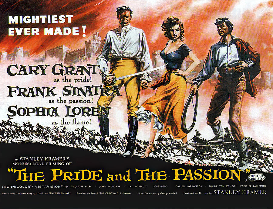 Cary Grant Mixed Media - The Pride and the Passion, with Cary Grant and Sophia Loren, 1957 by Movie World Posters