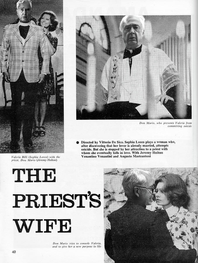 The Priests wife directed by Vittorio de Sica Photograph by Jeremy Holton
