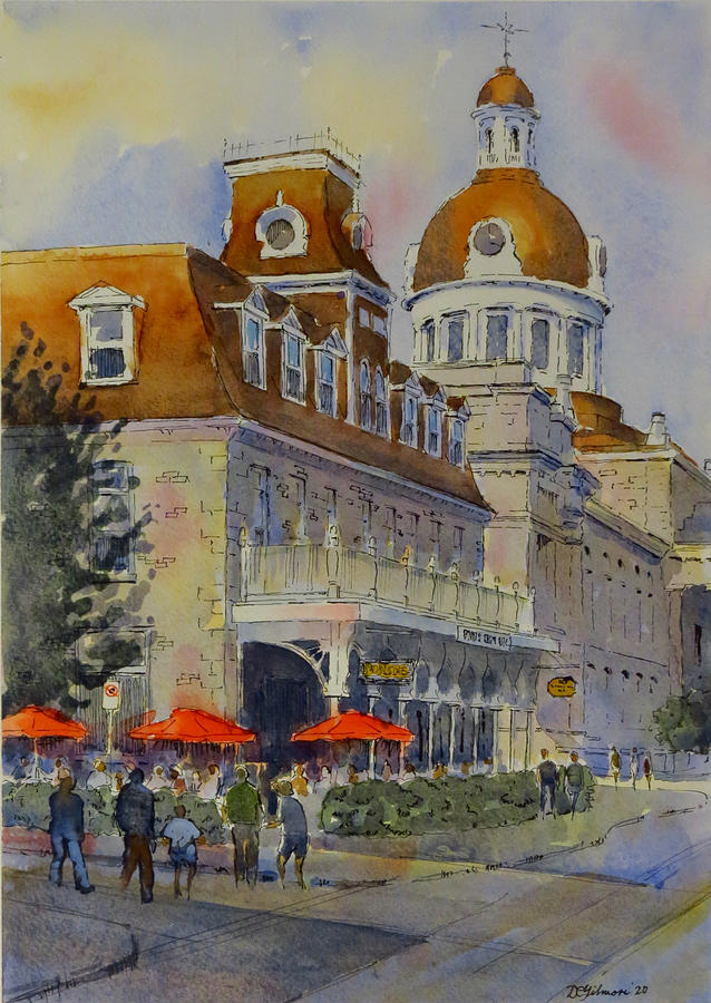 The Prince George with Red Umbrellas Painting by David Gilmore