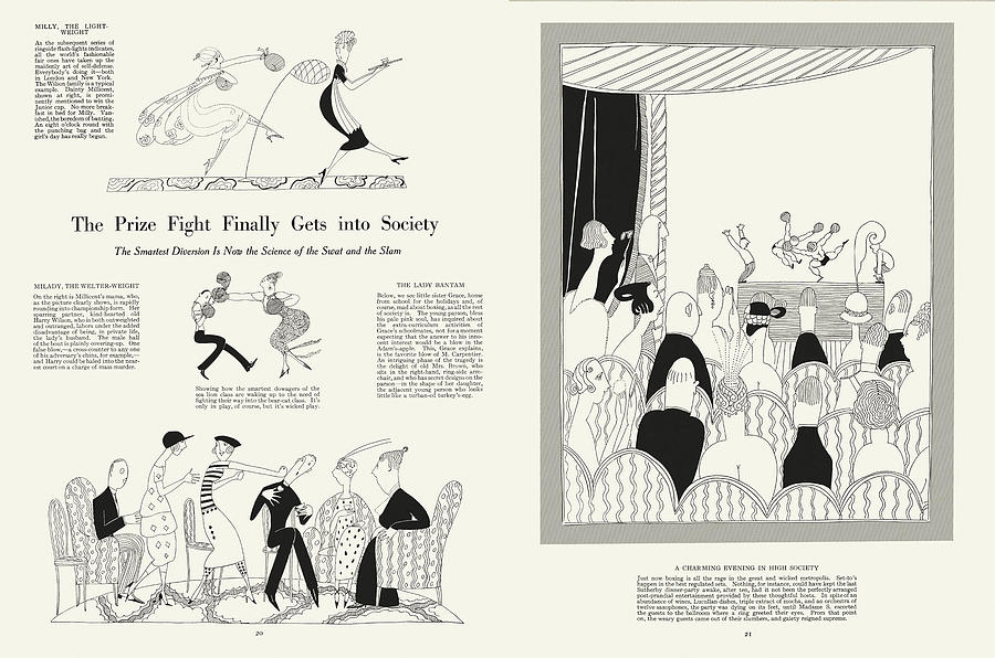 The Prize Fight Finally Gets into Society. Sketches by Fish 1920 Drawing by Ikonographia - Anne Fish