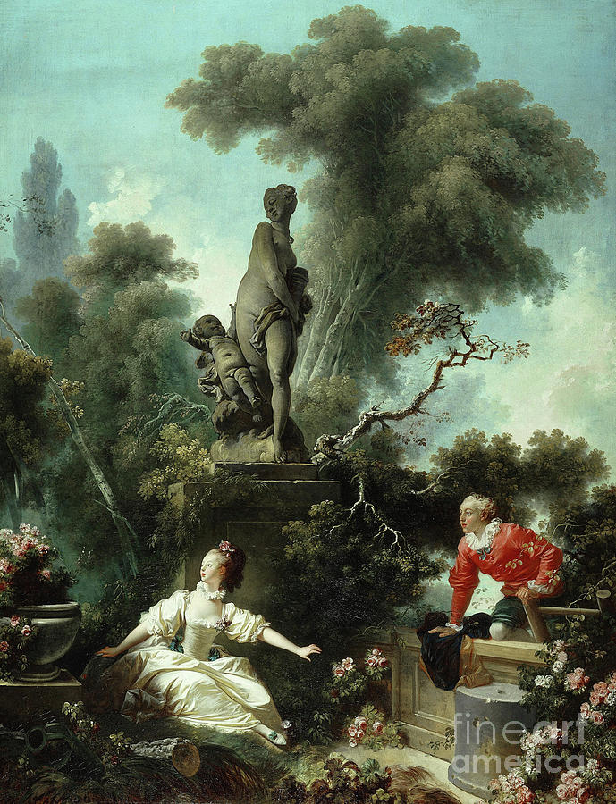 The Progress of Love, The secret meeting Painting by Jean-Honore Fragonard