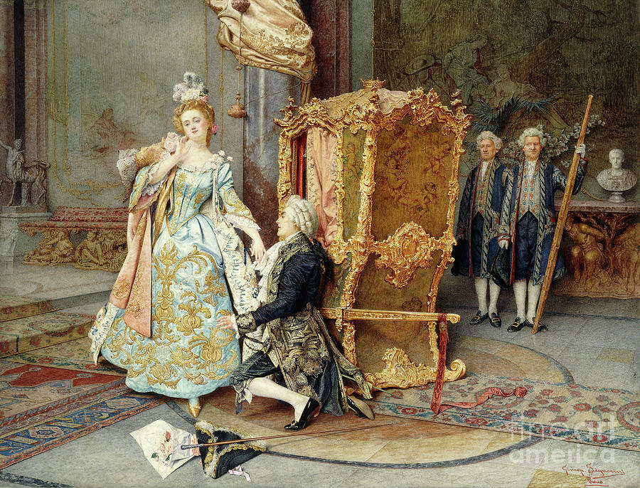 The Proposal by Signorini, watercolor Painting by Giuseppe Signorini