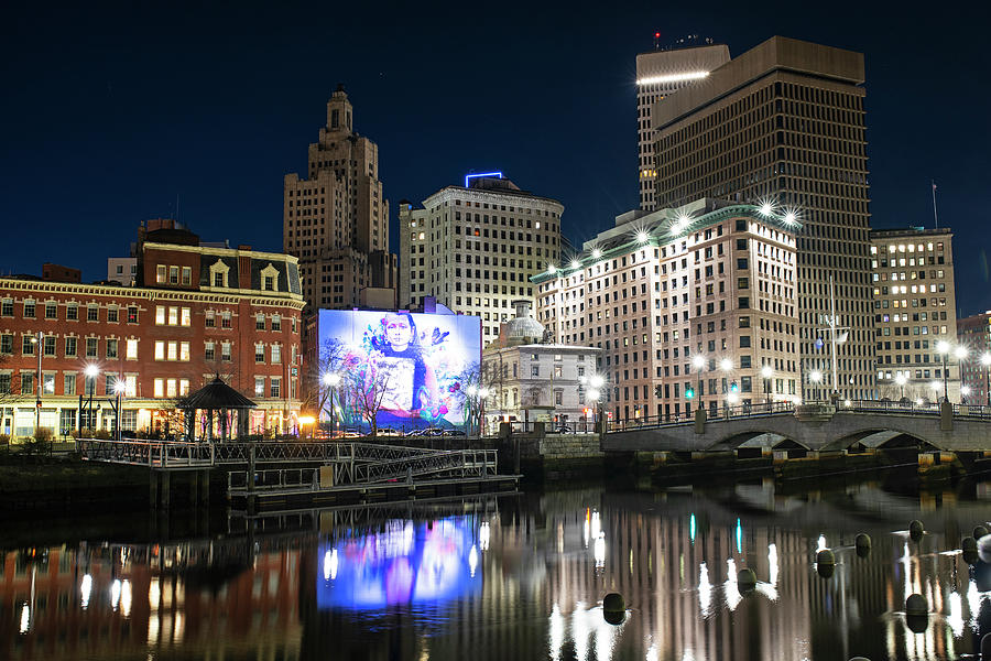 The Providence Rhode Island Skyline reflected in the Providence River Photograph by Toby McGuire