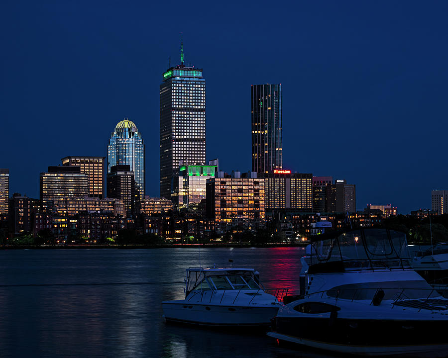 The Pru lit up for the Boston Celtics Go Cs. Through the Boats Photograph by Toby McGuire