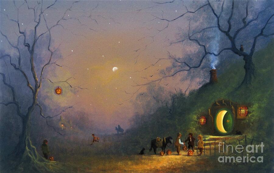 The Hobbit Painting - Halloween The Pumpkin Seller by Joe Gilronan