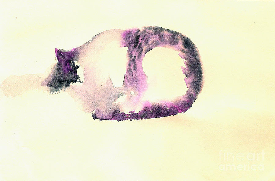 The purple fat cat Painting by Asha Sudhaker Shenoy