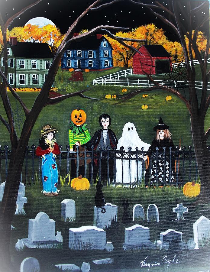 The Purrfect Halloween Painting by Virginia Coyle
