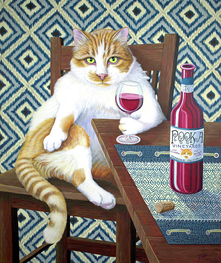 The Purrrfect Wine Painting by Tish Wynne