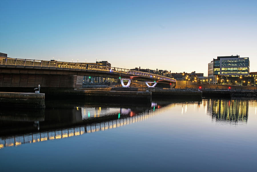 The PVD Pedestrian Bridge Reflecting in the Providence River Providence Rhode Island Photograph by Toby McGuire