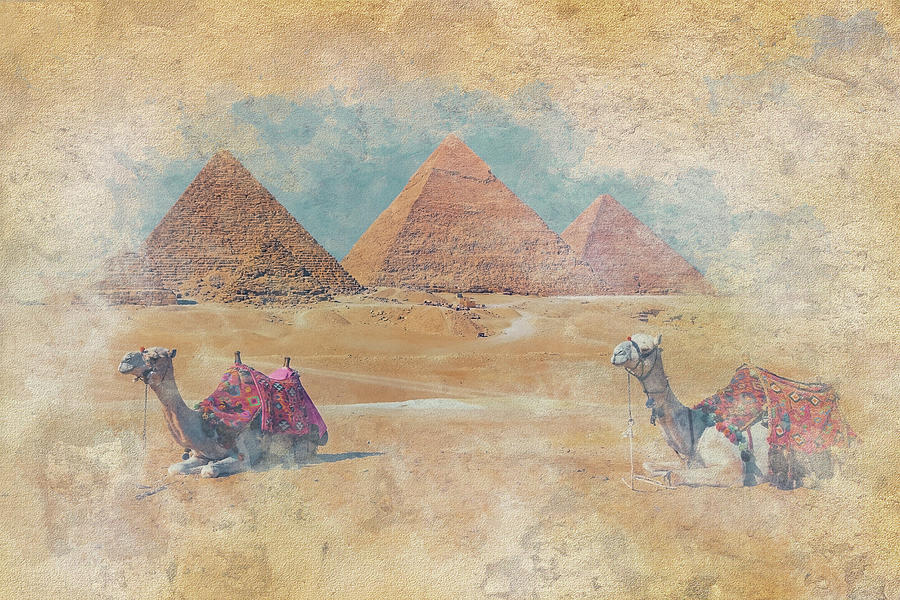 Architecture Mixed Media - The Pyramids of Giza in Egypt by Manjik Pictures