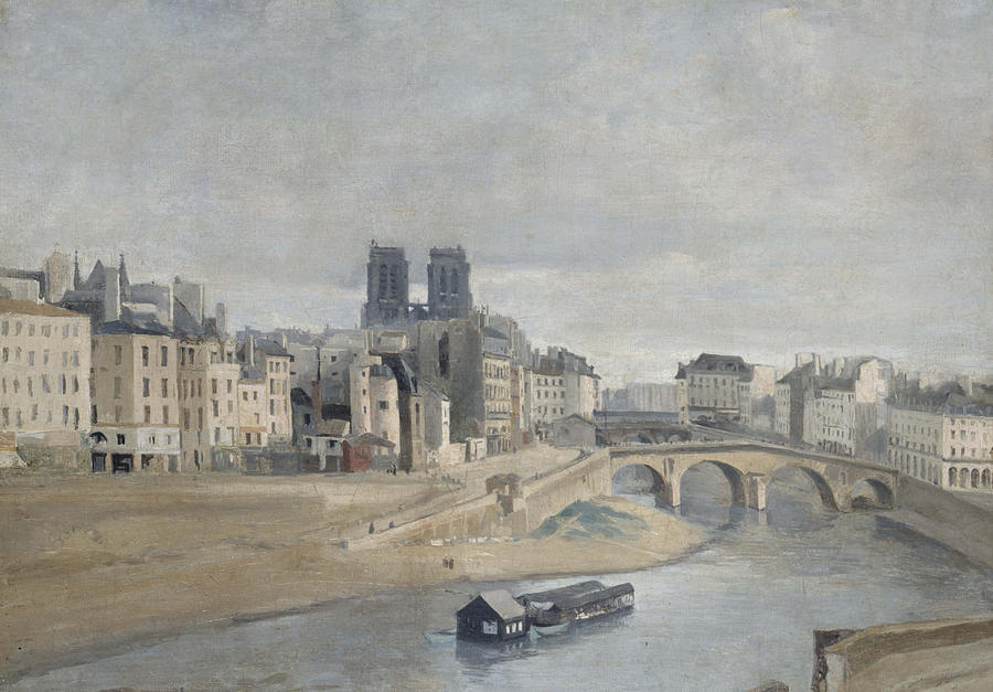 The Quai des Orfevres and the Pont Saint Michel Painting by Jean-Baptiste-Camille Corot