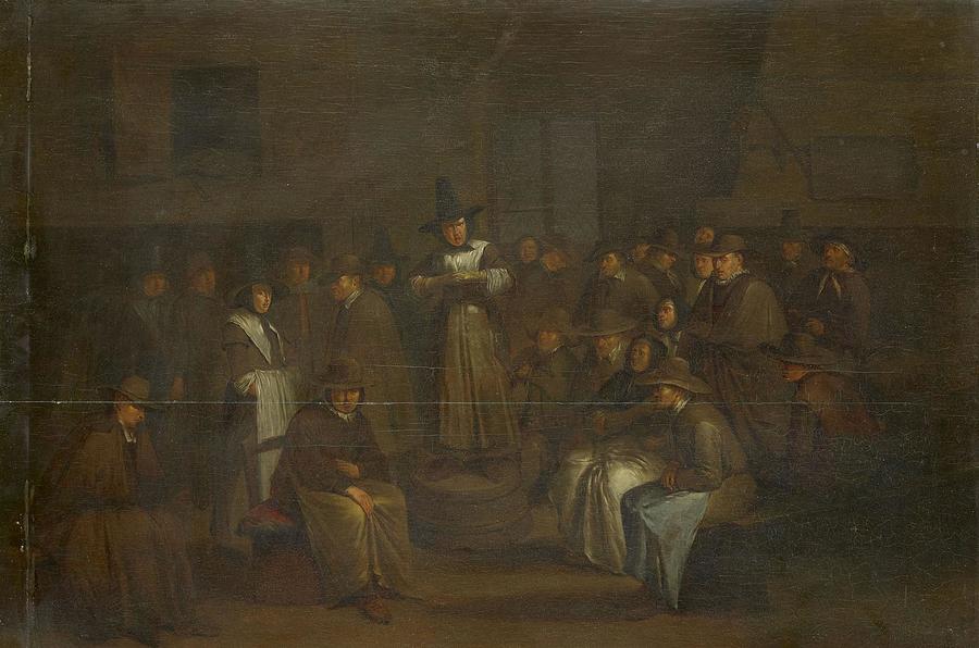 The Quaker Meeting Painting by Egbert van Heemskerk | Fine Art America