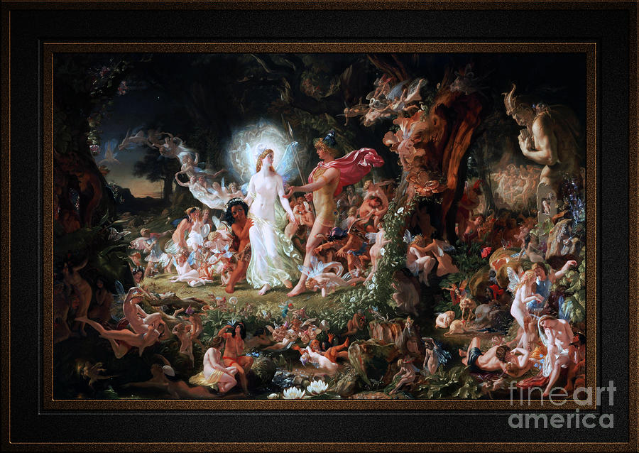 The Quarrel of Oberon and Titania by Joseph Noel Paton Remastered Xzendor7 Fine Art Reproductions Painting by Xzendor7