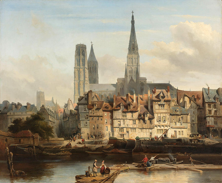 The Quay de Paris in Rouen Painting by Johannes Bosboom