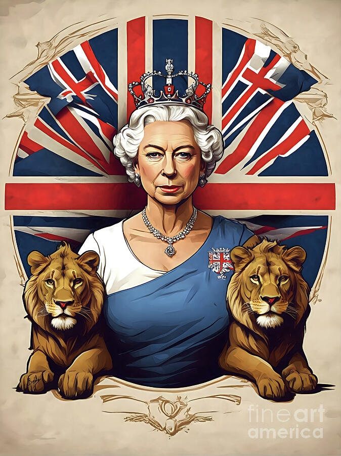 Lion Digital Art - The Queen and The Lions by Peter Awax