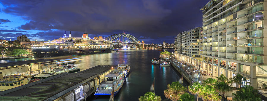 The Queen Mary 2 and Sydney Harbour Bridge, Australia Photograph by Kelvinjay