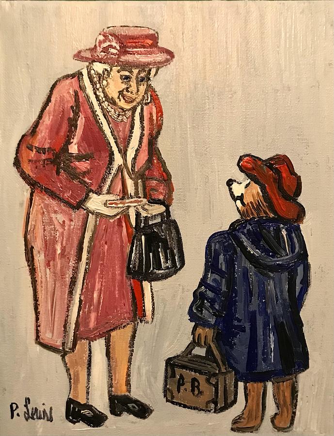 The Queen Meets Paddington Bear Painting By Phil Lewis | Pixels