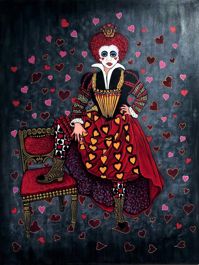 The Queen Of Hearts 2 Painting by Jacqueline Brodie Welan - Fine Art ...
