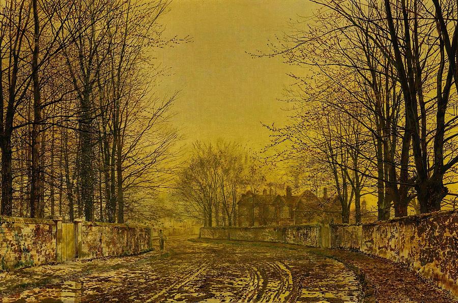 Tree Drawing - The Queens Highway by John Atkinson Grimshaw English