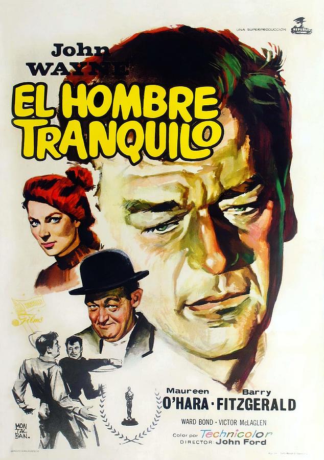 John Wayne Mixed Media - The Quiet Man, 1952 - art by Jose Montalban by Movie World Posters