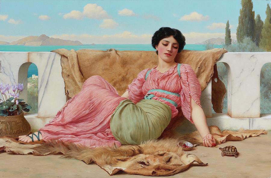 The quiet pet by John William Godward Painting by John William Godward