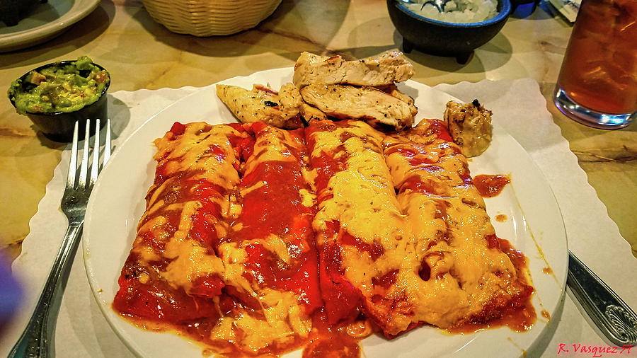 The Quintessential Cheese Enchiladas With Chicken Fajitas  Photograph by Rene Vasquez