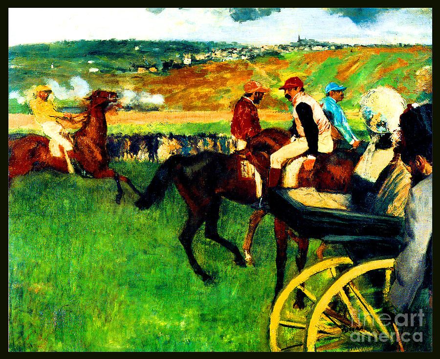 The Race Track  Amateur Jockeys near a Carriage 1877 Painting by Edgar Degas