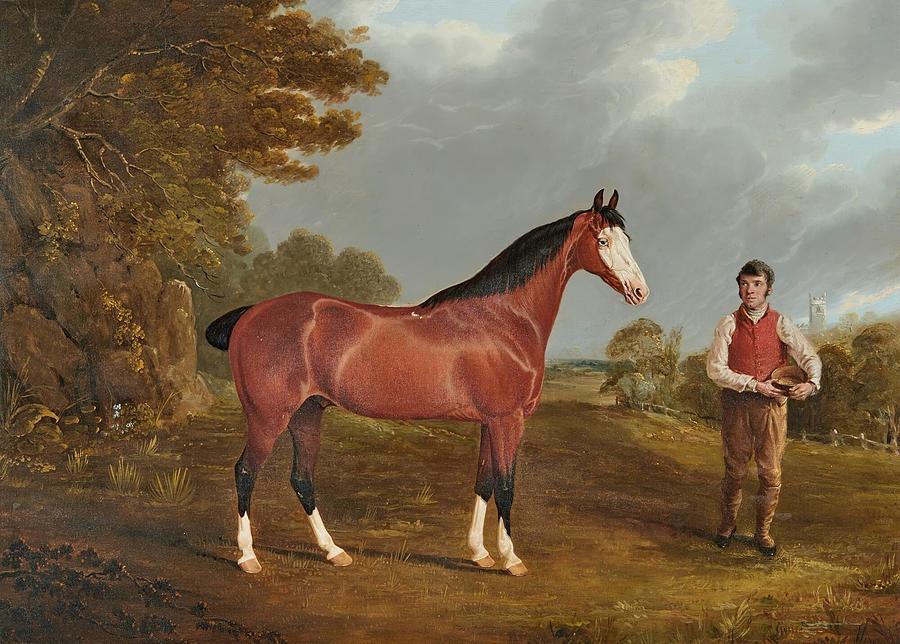 The racehorse Whiteface with groom J Gilham Drawing by John Frederick ...